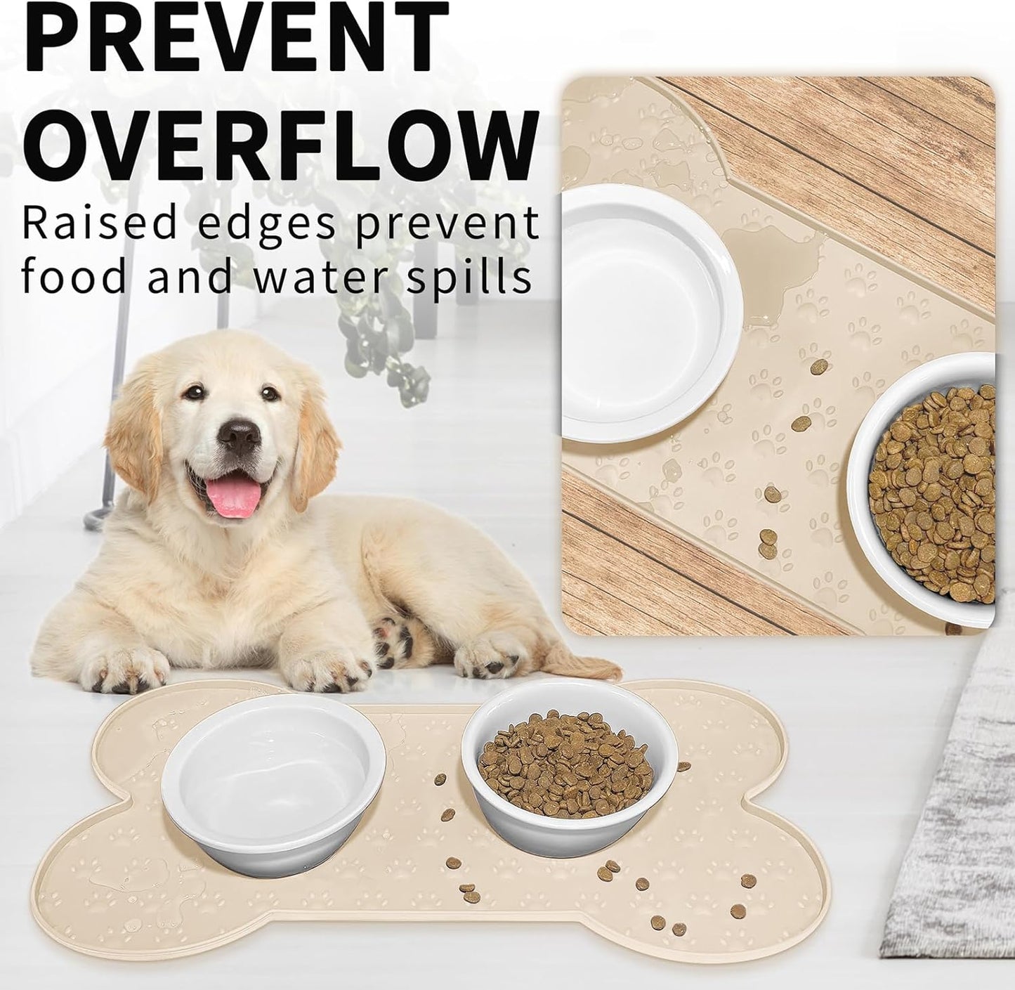 Dog Food Mat Anti-Slip Silicone Dog Bowl Mat Thicker