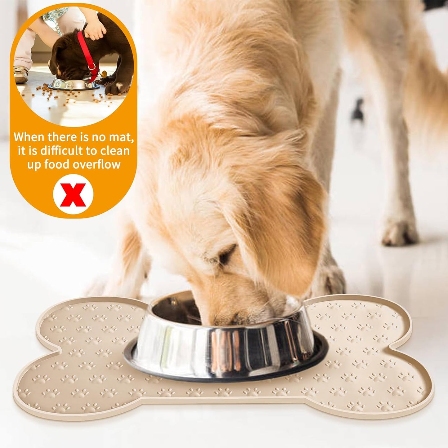 Dog Food Mat Anti-Slip Silicone Dog Bowl Mat Thicker
