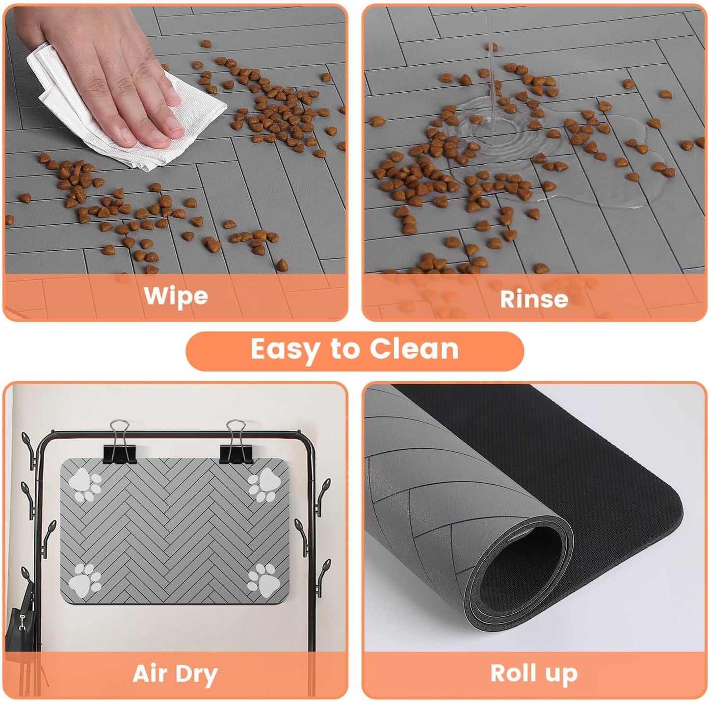 Pet Feeding Mat-Absorbent Pet Placemat for Food and Water Bowl