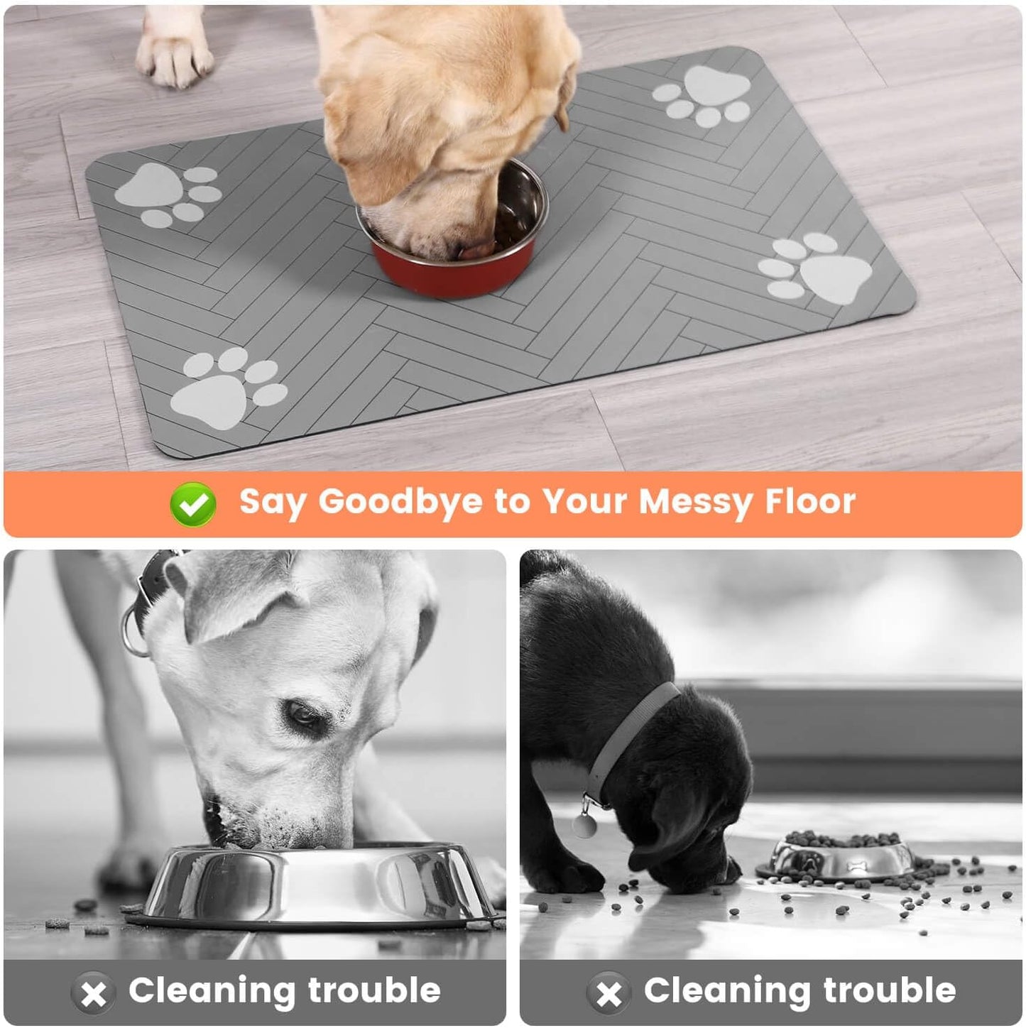 Pet Feeding Mat-Absorbent Pet Placemat for Food and Water Bowl