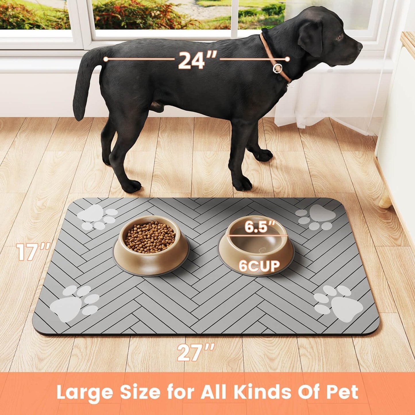 Pet Feeding Mat-Absorbent Pet Placemat for Food and Water Bowl