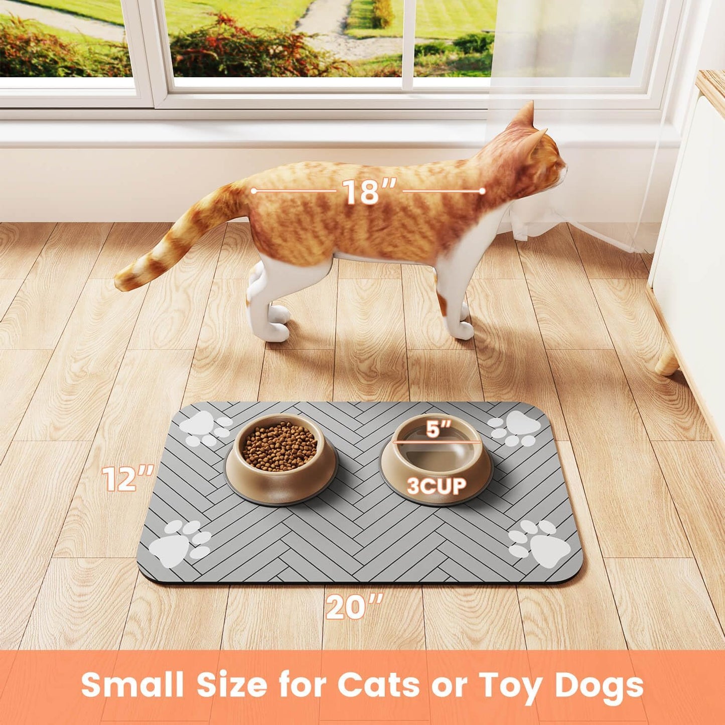 Pet Feeding Mat-Absorbent Pet Placemat for Food and Water Bowl