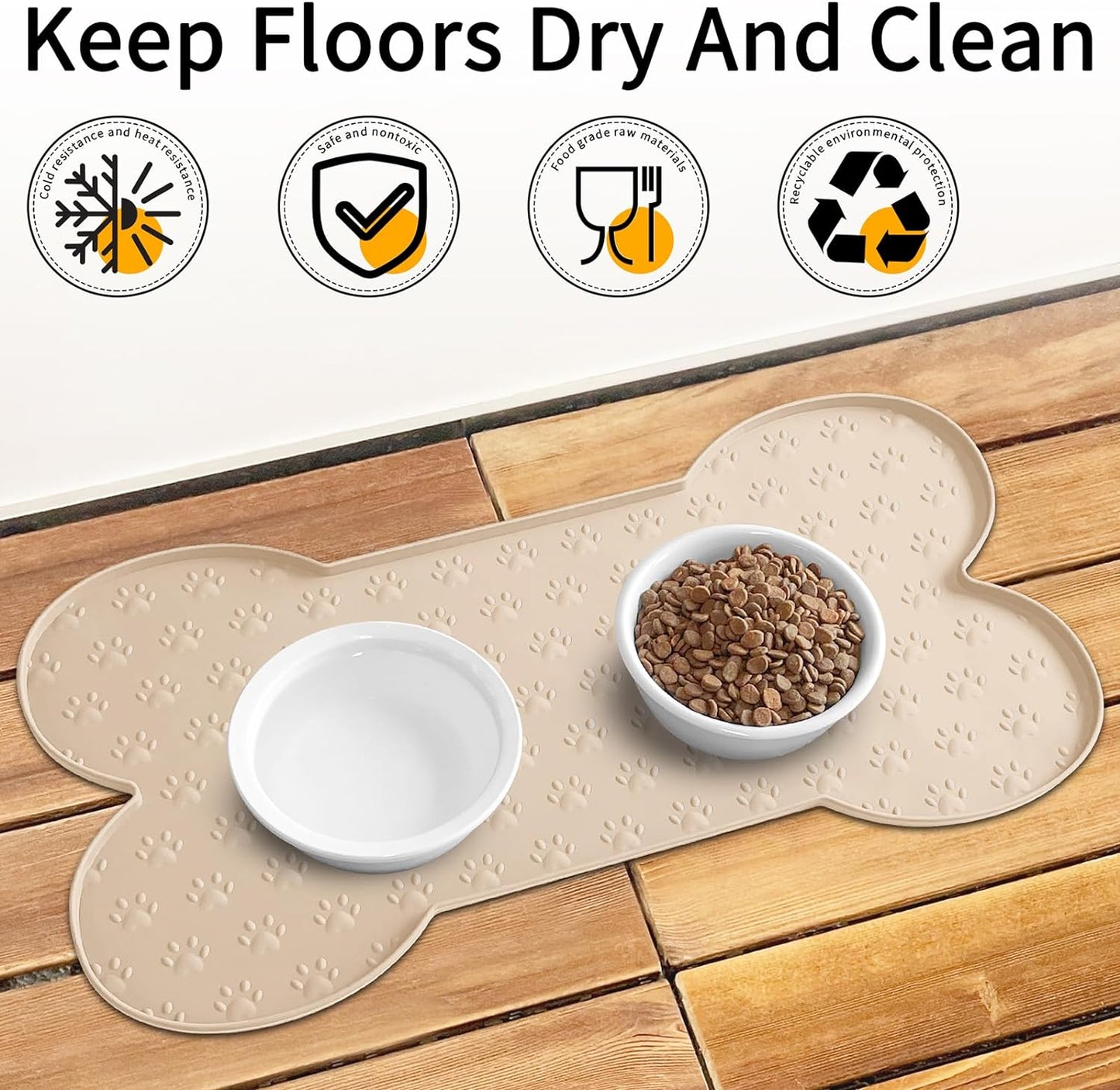 Dog Food Mat Anti-Slip Silicone Dog Bowl Mat Thicker